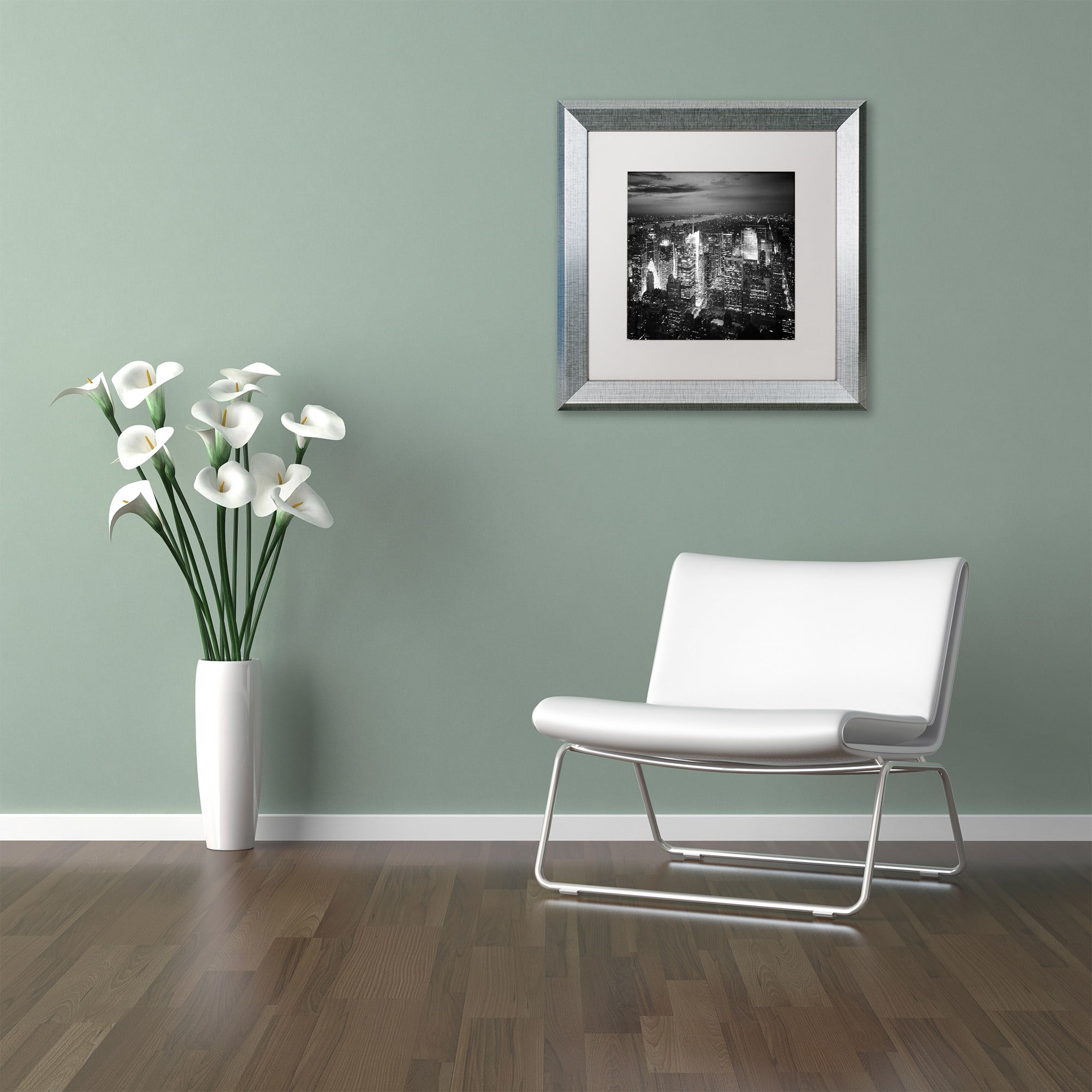 Trademark Fine Art "Times Square" Canvas Art by Nina Papiorek White Matte, Silver Frame