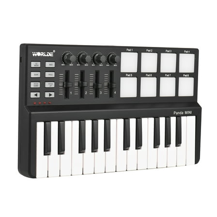 Ammoon Worlde Panda mini Portable Mini 25-Key USB Keyboard and Drum Pad MIDI Controller