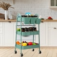thumbnail image 6 of danpinera 3 Tier Metal Rolling Cart with Wheels&Drawers Craft Cleaning Utility Cart for Storage - Green, 6 of 8