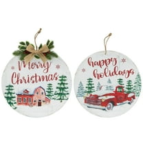 Northlight Merry Christmas and Happy Holidays Wood Wall Signs - 15.75" - Set of 2