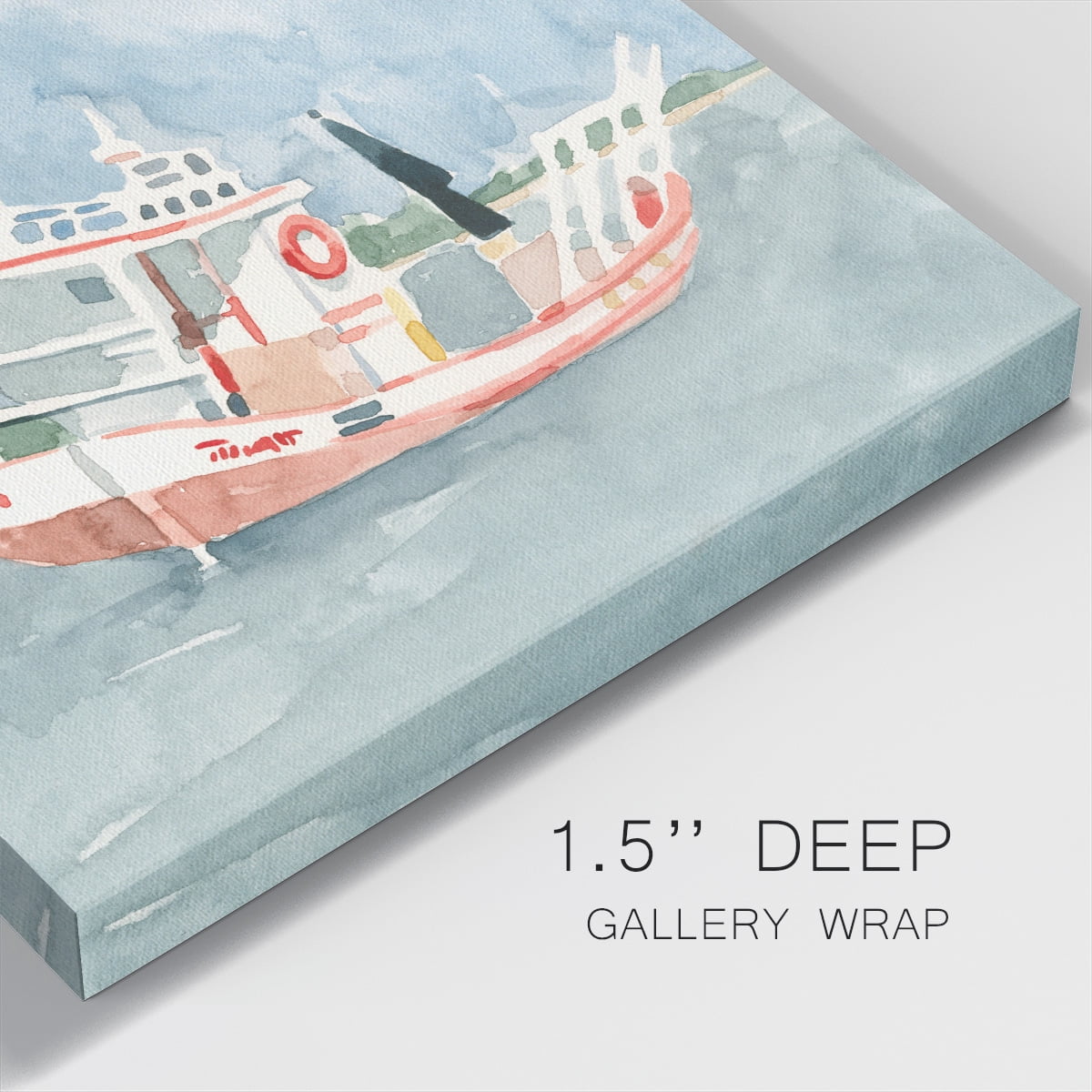 Wexford Home Bright Fishing Boat II-Premium Gallery Wrapped Canvas, 10" x 10" - Ready to Hang