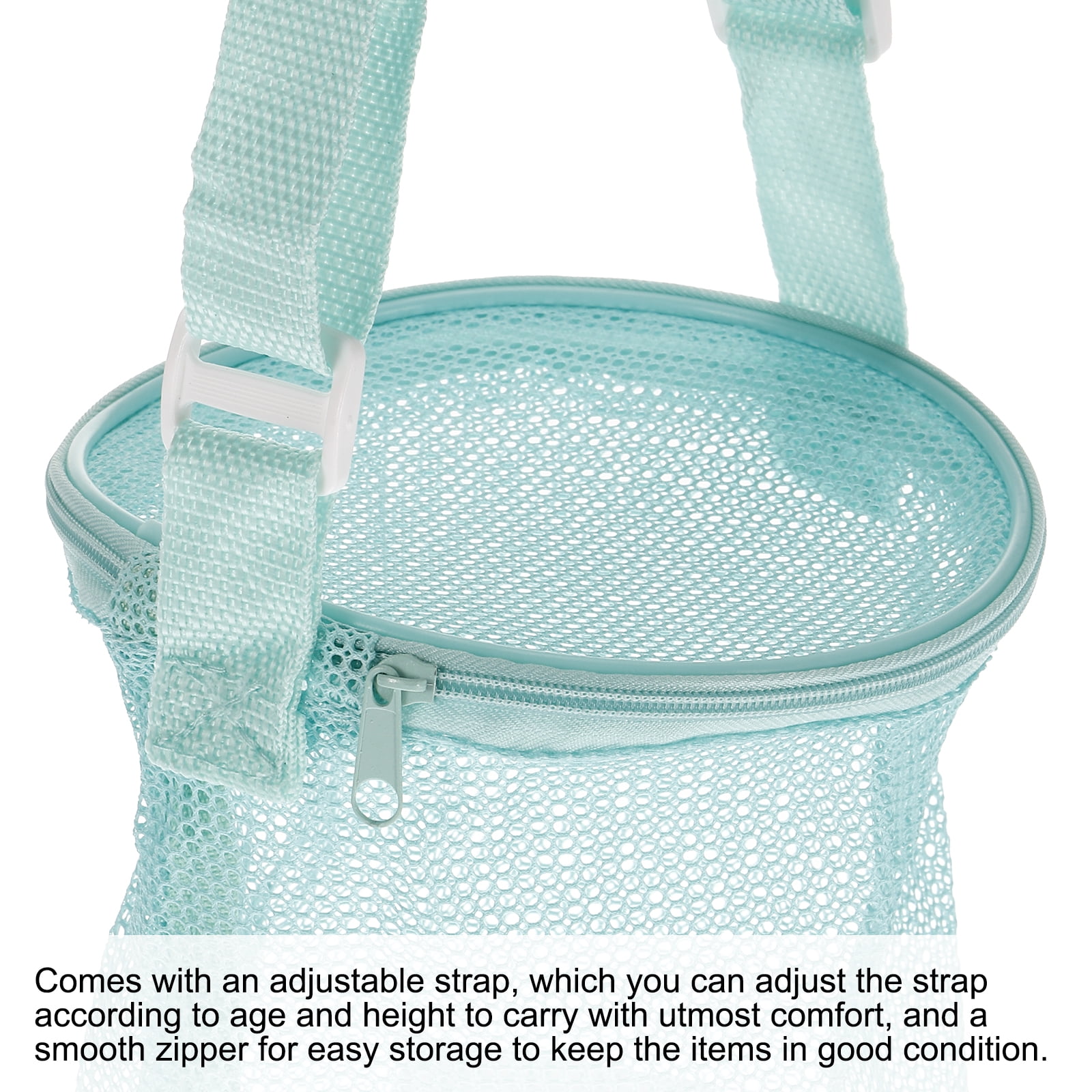 Unique Bargains Sand Backpack Shells Collecting Tote Bags with Zipper Green 5.91"x6.69"