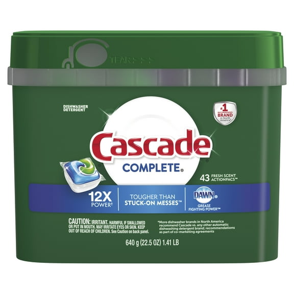 Cascade Complete Dishwasher Detergent ActionPacs, Fresh Scent with Dawn, 43 Count
