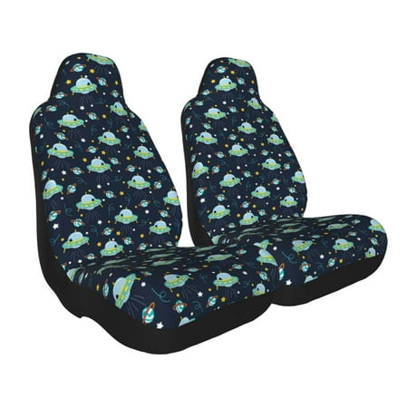 Uemuo Galaxy With Ufo Pattern Car Seat Covers for Front Seats Waterproof Seat Covers for Cars Universal Auto Front Seats Protector Fits for Car-2 PCS