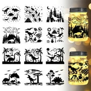 12 style Silhouette Paper for Lighting Decoration Paper Cut Light box Rectangle Dinosaur Pattern 90x100mm 12pcs/set