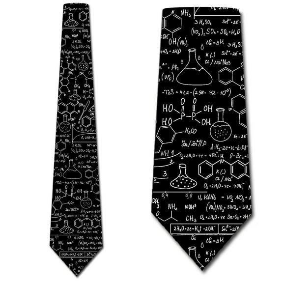 Chemistry Equations Ties - Black Necktie Mens Tie by Three Rooker