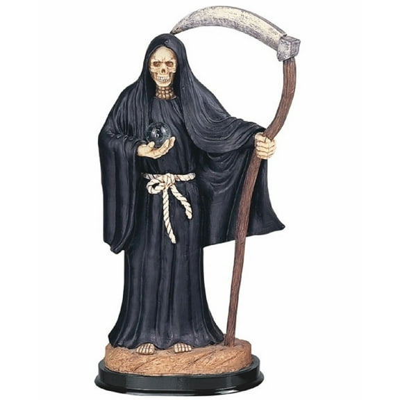 FC Design 12"H Black Santa Muerte Holding Scythe Statue Our Lady of the Holy Death Figurine Religious Decoration