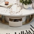 thumbnail image 5 of ENSHUI 55" Modern Oval Coffee Table with Abstract Gold Metal Base and Sintered Stone Top, Gold, 5 of 7