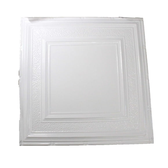 Shanko County Cork Stamped Metal Nail-up Tin Ceiling Tile (48 sq. ft) White 12pk