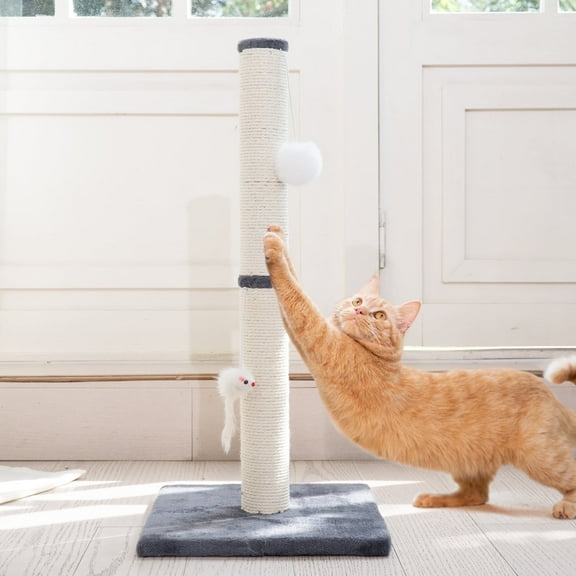CheerPals Cat Scratching Post, 25.2"H Sisal Vertical Scratcher Post with Toys for Indoor Cats, Medium