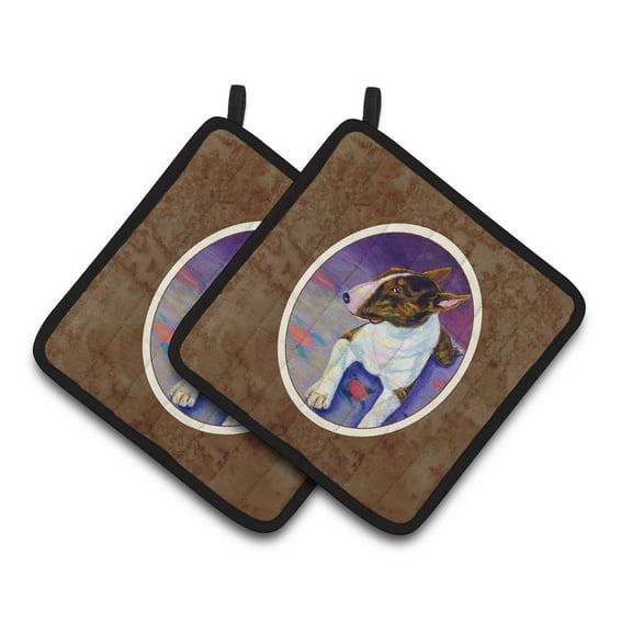 Carolines Treasures 7287PTHD Bull Terrier Pair of Pot Holders , 7.5HX7.5W, multicolor