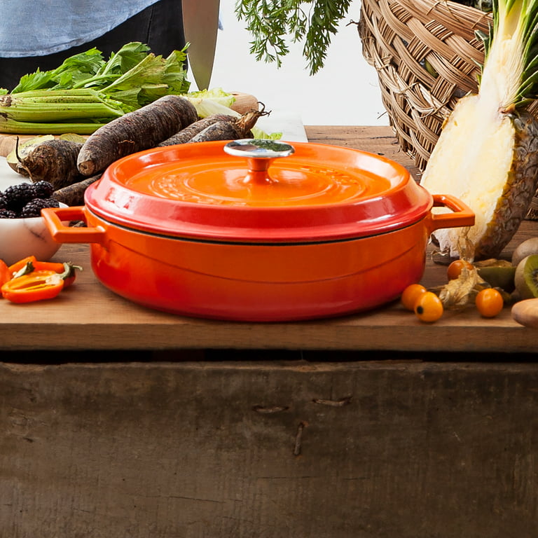 Cast Iron Cookware Set of 8 With Enamel Coating - Hob & Oven Safe - Orange