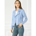 thumbnail image 3 of INSPIRE CHIC Juniors Faux Suede Long Sleeve Zip Up Moto Biker Jacket, 3 of 6