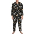 thumbnail image 3 of Honeii Dancing Skeleton Party Pattern Mens Pajamas Set,2pcs Men's Lounge Long Sleeve Sleep Shirt and Pajama Bottoms Sleepwear Set,Mens Pjs Sets-Medium, 3 of 7