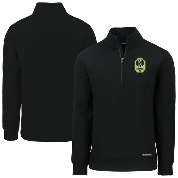 Men's-Cutter & Buck  Black Nashville SC Roam Eco Recycled Quarter-Zip Pullover Top