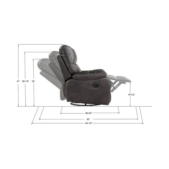 Wallace & Bay Hooper Dark Gray Swivel Reclining Glider with Swivel, Glide, And Recline Motion