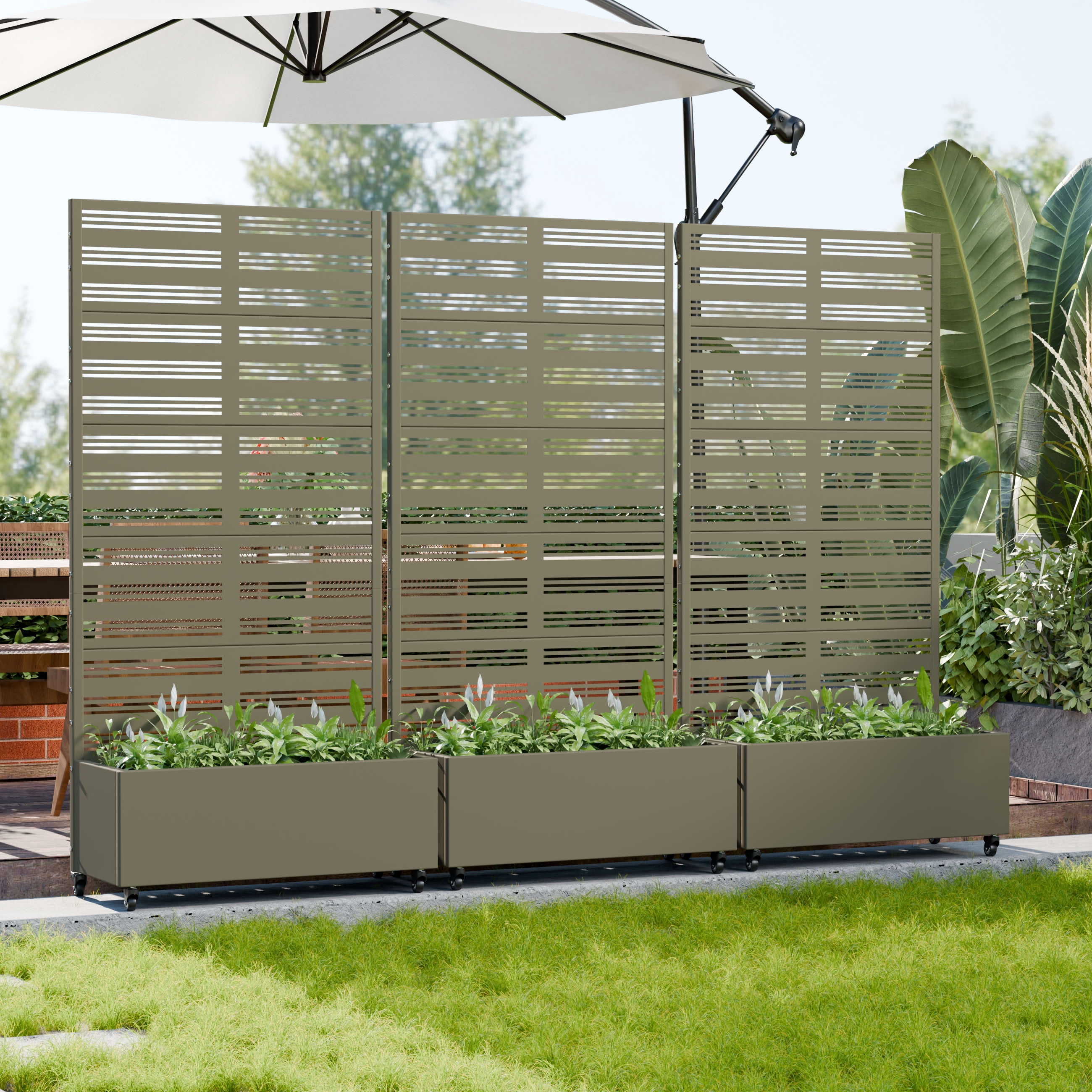 MAYEERTY 5 Panels Outdoor Metal Planter Box, Durable Weather-Resistant Planter, Decorative Metal Flower Box for Patio, Balcony, Garden