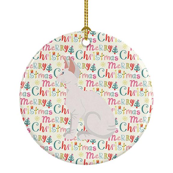 Sphynx #3 Cat Christmas Ceramic Ornament 2.8 in x 2.8 in