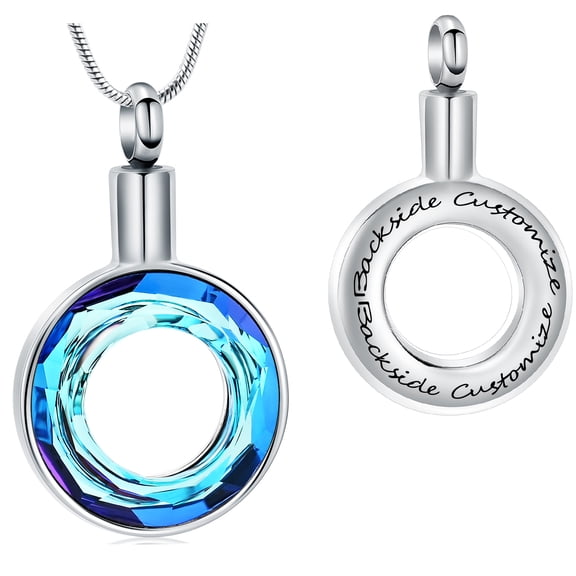 Personalize Circle of Life Necklace for Cremation Ashes Holder Necklace for Ashes of Loved One Pendent for Ashes and Chain Memorial Jewelry