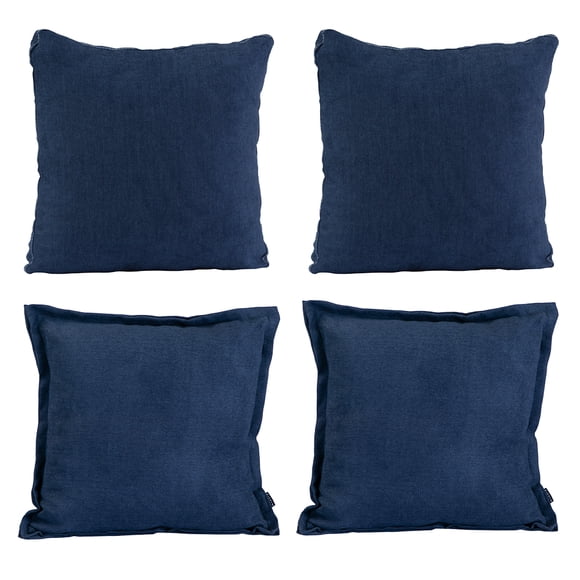 Set de 4 Cojines Decorativos (2 Cuadrados + 2 Cuadrados Grandes) Bless Azul Marino