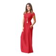 thumbnail image 2 of U.Vomade Femmes Manches Courtes Col Rond Poche Décontractée Longue Dress, 2 of 4