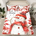thumbnail image 2 of Manfei Caroon Snowman Full Size Sheets,Let It Snow Bed Sheets,Red White Sheet Sets For Kids,Microfiber Bedroom Decor,4-Piece, 2 of 7