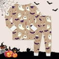 thumbnail image 3 of Halloween Pajamas Set Pumpkin Ghost Bat Print Boy Pajamas Set Long Sleeve Pullover Crewneck Soft Shirts Nightwear with Pants Set Kids Girls Clothes Size 6-7 Years, 3 of 3