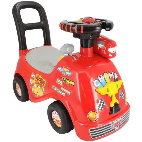 Kiddieland: Ride n' Go - Racer Lightning McQueen - Disney Lights & Sounds Foot-To-Floor Vehicle, Toy Zoom Car, Storage Seat, Handle, Toddlers 12-36mo