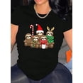 thumbnail image 1 of Creative Sloth Pattern Printed Women'S Trendy Round Neck Short Sleeve, Simple Casual Sports T-Shirt, Comfortable Summer Top for Holidays., 1 of 8