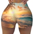 thumbnail image 2 of Fotbe Tropical Sunset Beach Scene Shorts Sin Costuras – Shorts Deportivos de Cintura Alta para Mujer, Elásticos para Gimnasio, Yoga, Running o Ciclismo-XX-Large, 2 of 8