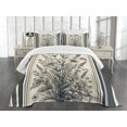 thumbnail image 2 of Ambesonne Striped Quilted Bedspread Set 3 Pcs, Art Classic Leafy Floral, Queen Size, Pale Sage Green Grey, 2 of 4