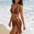 thumbnail image 6 of UTSJKR Women's Sexy 3 Piece Bikini Set, Special Fabric Lace Up Bathing Suit, Fashion Resort Beach Swimwear for Ladies Coffee L, 6 of 6