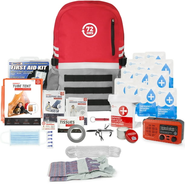 72HRS Deluxe Backpack Emergency Survival Kit - 1 Person, Red