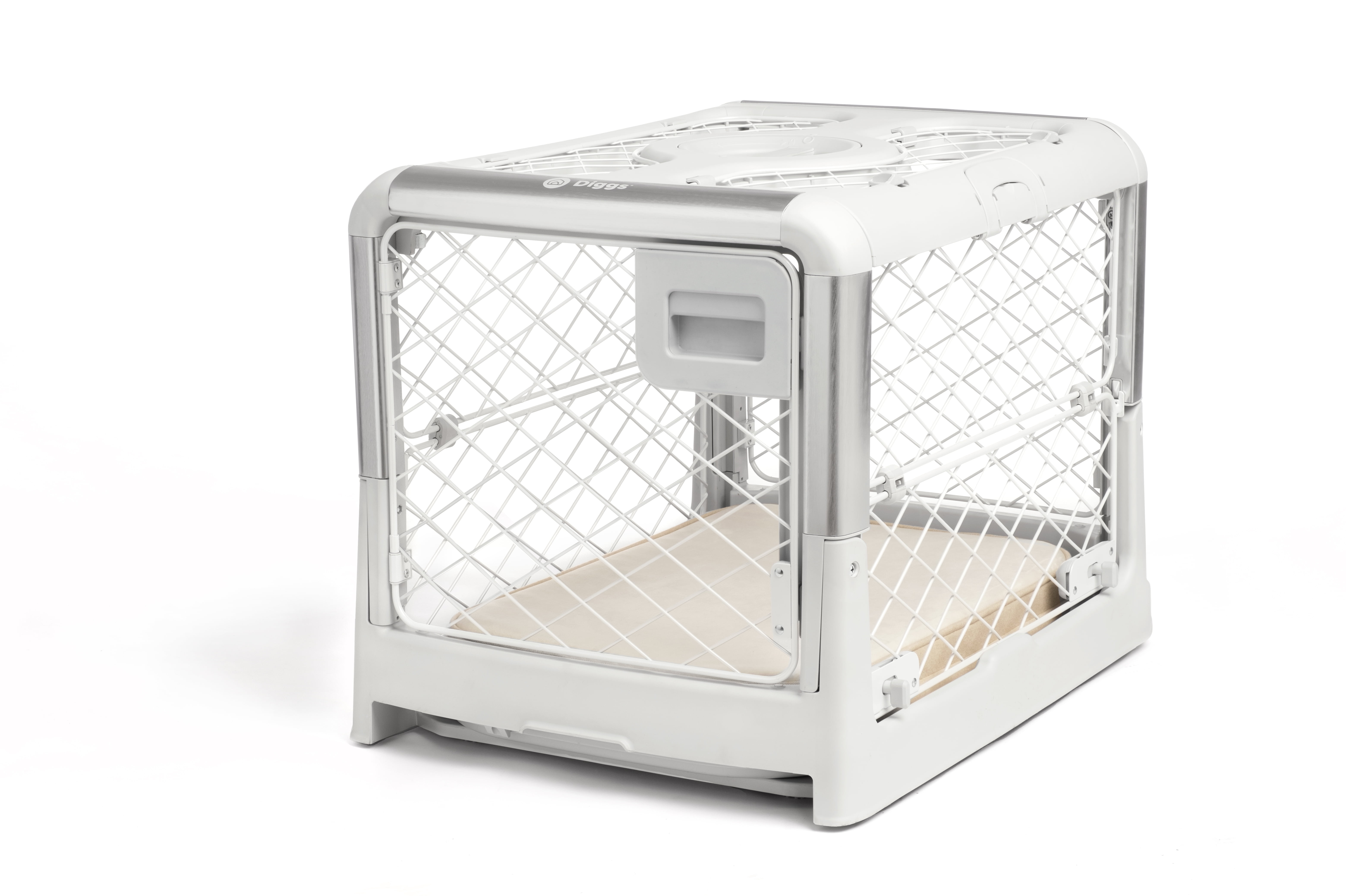 Diggs Revol Medium Dog Crate, Ash Portable Travel Dog Crate with
