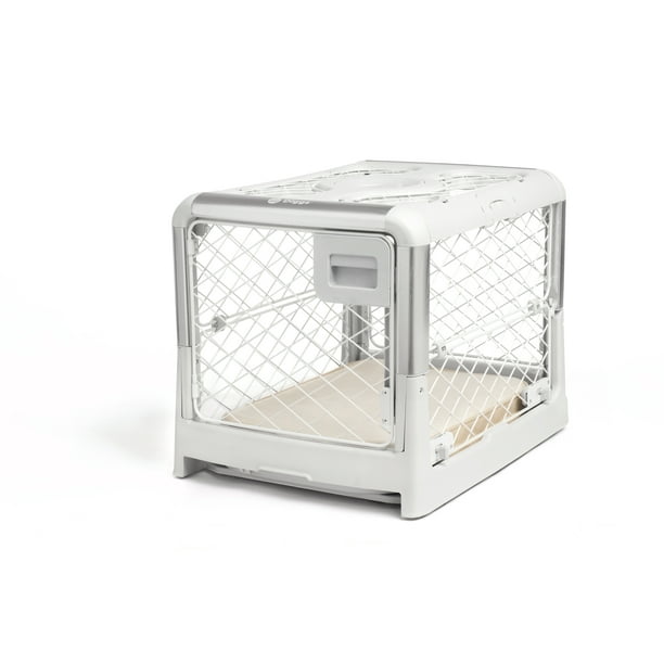 Diggs Revol Medium Dog Crate, Ash Portable Travel Dog Crate with Collapsible Kennel Walls