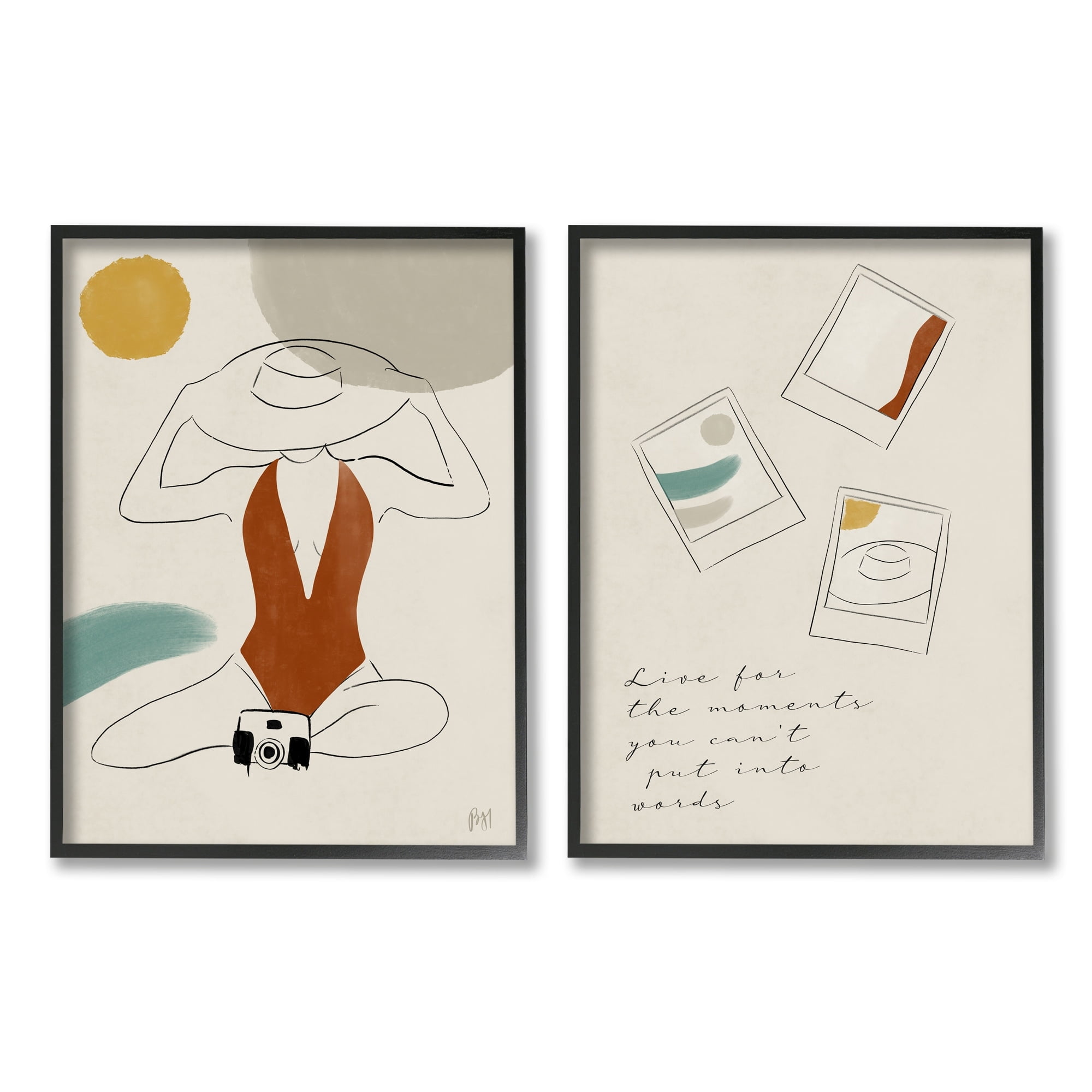 Stupell Indtries Live For The Moments Polaroids Woman in Swimsuit,24 x 30,Design by Birch&Ink