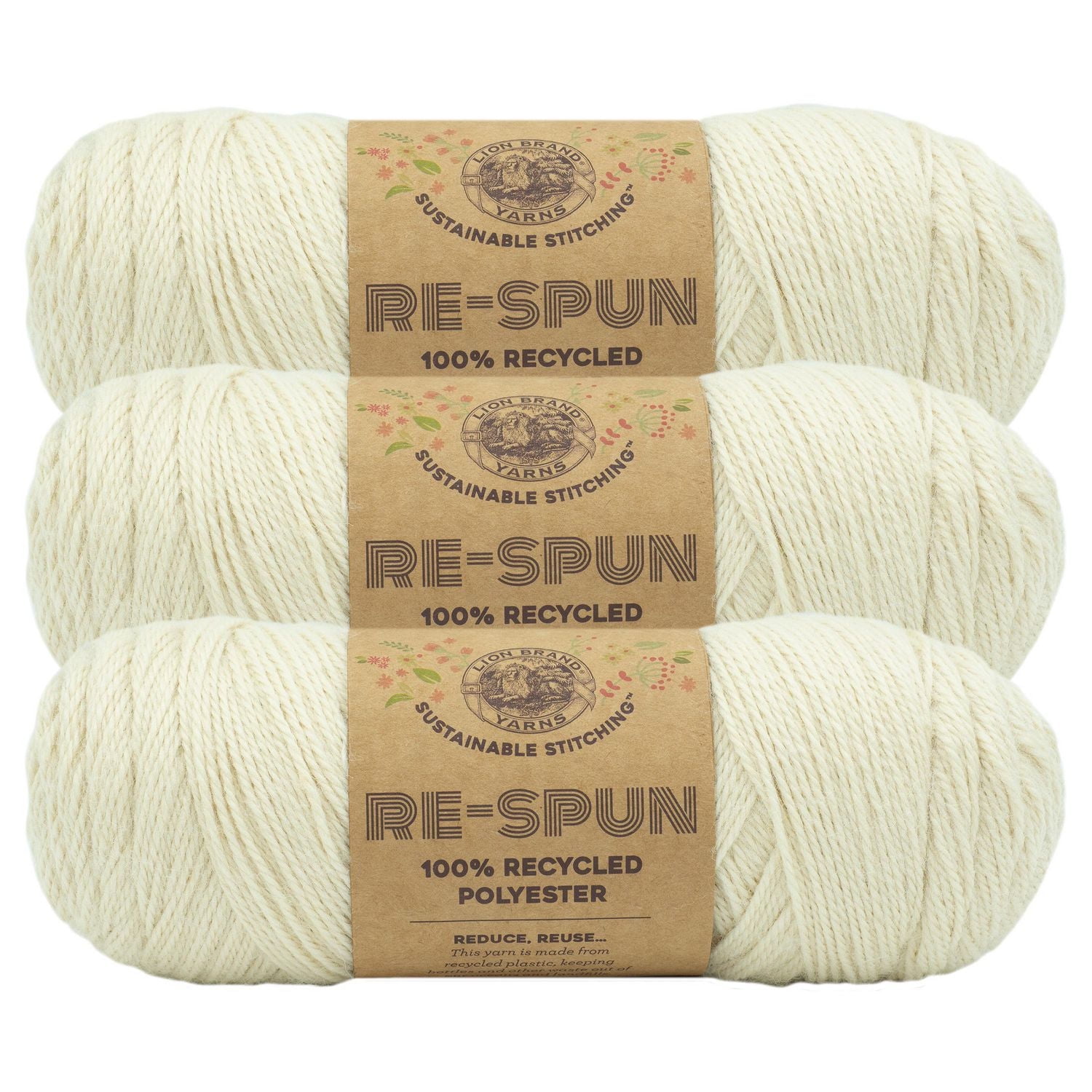 Lion Brand Re-Spun Yarn (3-Pack) - Whipped Cream