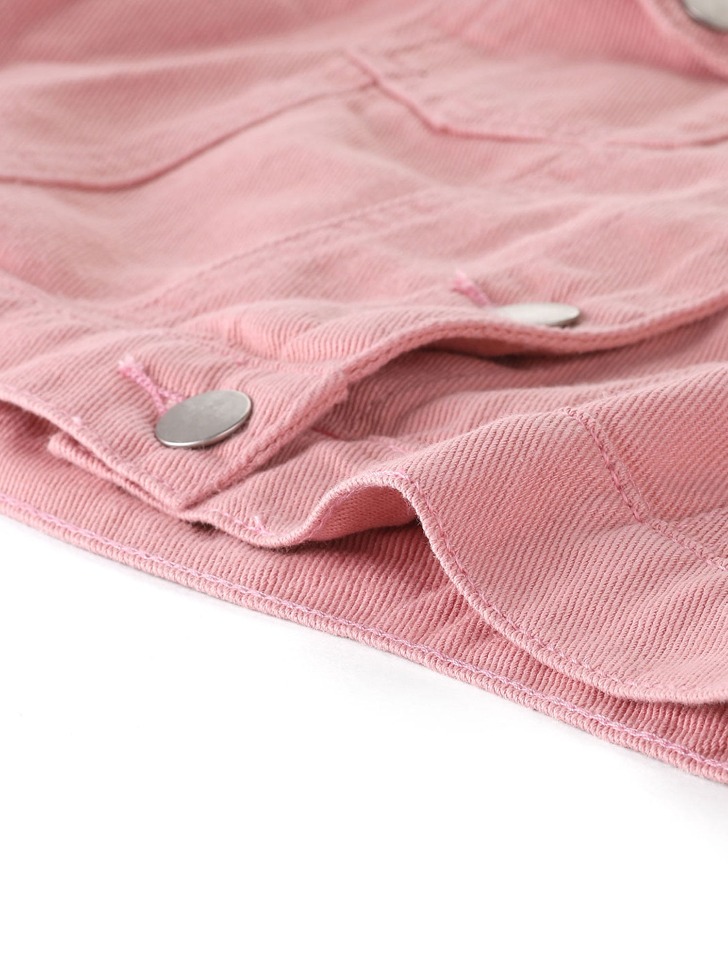 DARING DIVA Women's Button Down Long Sleeve Cropped Denim Jacket XL Peach Pink