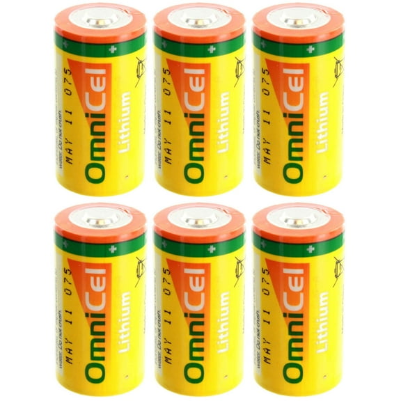 6x OmniCel ER26500HD 3.6V Sz C Lithium Standard Terminal Battery AMR Detectors
