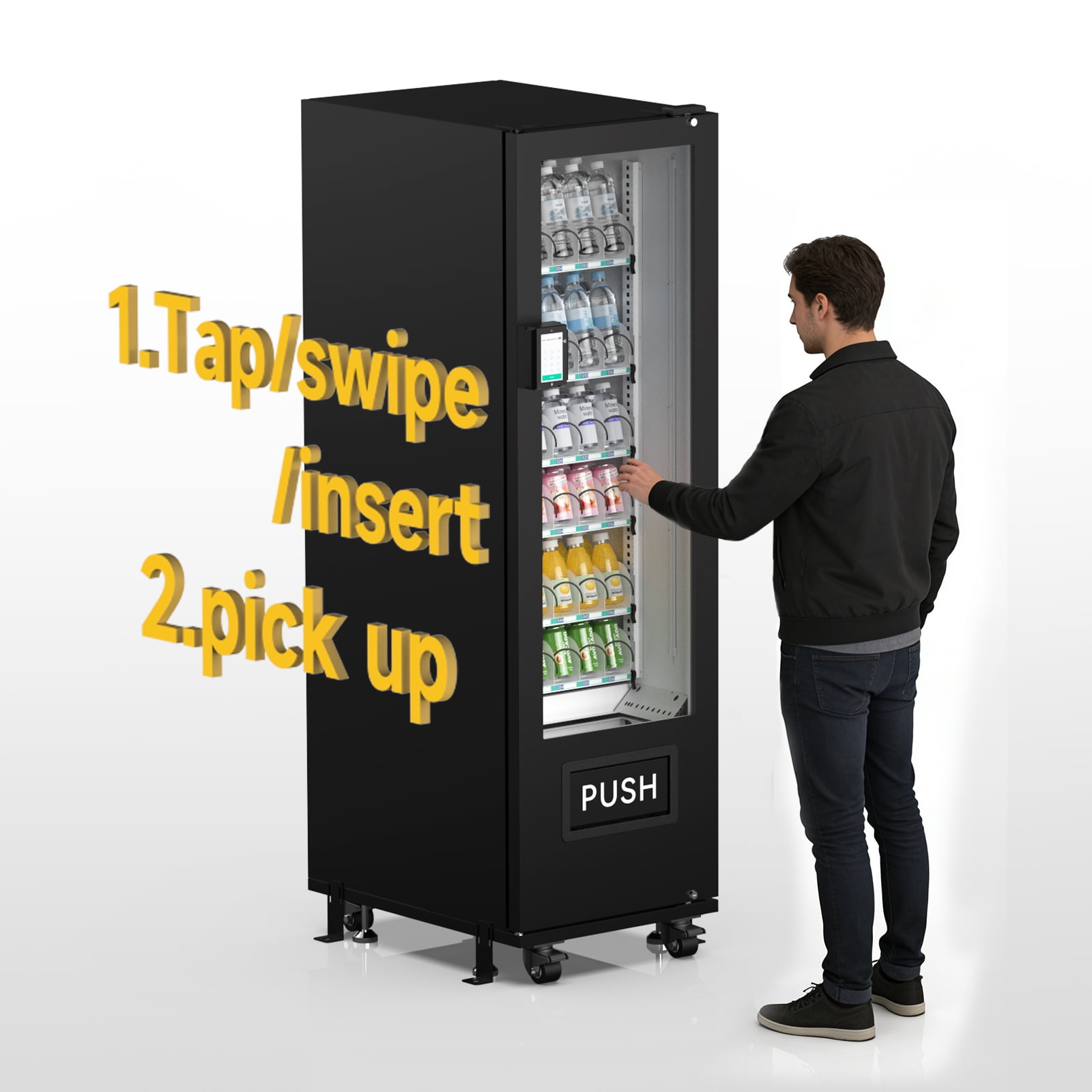 Commercial Vending Machine, Vending Machine Snacks and Drinks Combo with Credit Card & NFC Cashless Payment, Snack Drink Vending Machine for Offices Malls Schools, Wide Variety Easy Operation