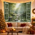 thumbnail image 3 of Bamboo Pond Within a Misty Grove with Stepping Stones, Peaceful Minimalist for Nature Lovers, Zen Garden Decor, Housewarming Gift, Tapestry Wall Hanging for Bedroom and Studio, 3 of 7