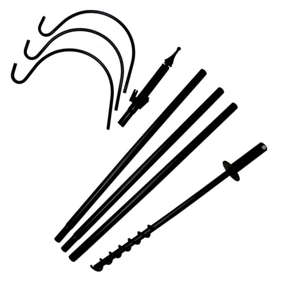 Erva Five Piece Birding Pole Kit w/ Triple Hanger, Black, 9'