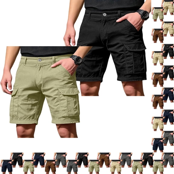 GrmtClth Cargo Shorts For Men 2 Pack All Weather Lightweight Hiking Cargo Shorts Stretch Big Storage Pockets Two Assorted Color Bundle Construction Walking Bottoms Light Green 4XL