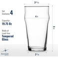 thumbnail image 2 of Bormioli Rocco Nonix Set Of 4 19.75 Oz Beer Glasses, Made For Easy Drinking And Stacking, With A Classic Pint Glass Design, Made In Spain., 2 of 7