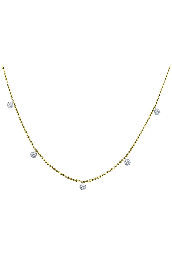 14K Yellow Gold Dashing Diamonds Pendant with 18" Chain