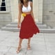 thumbnail image 4 of Gibobby faldas largas de mujer casuales Falda a media pierna con cintura elástica y estampado de lunares para mujer Falda de princesa hinchada(Vino， S), 4 of 5