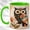 Green, variant on Ornate Owl Coffee Mug, Geometric Bird Mug, Ceramic 11 oz