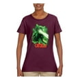 thumbnail image 2 of Catzilla Parody Taking Over City | Womens Cat Lover Graphic T-Shirt, Maroon, 2XL, 2 of 3