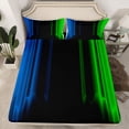 thumbnail image 2 of jejeloiu Geometric Stripes Lines Twin Sheet Sets,Green Black Blue Bedding For Men Women 3-Piece, 2 of 7