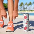 thumbnail image 2 of 20oz Pioneer Flower Floral Print Pattern Skinny Tumblers Stainless Steel Tumbler with Lid and Straw,Vacuum Insulated Double Wall Travel Tumbler Cups with Cleaning Brush for Coffee,Tea, 2 of 6
